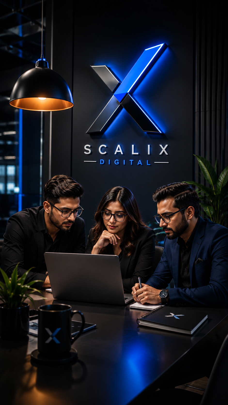 The Scalix Digital team working on a client brand and website growth system
