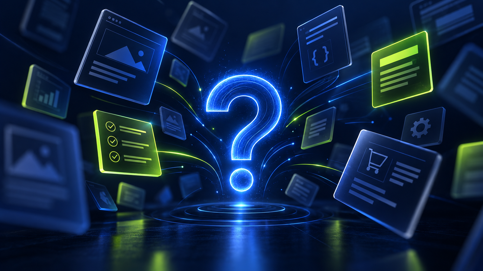 Concept illustration of an AI assistant selecting which web sources to cite in an answer
